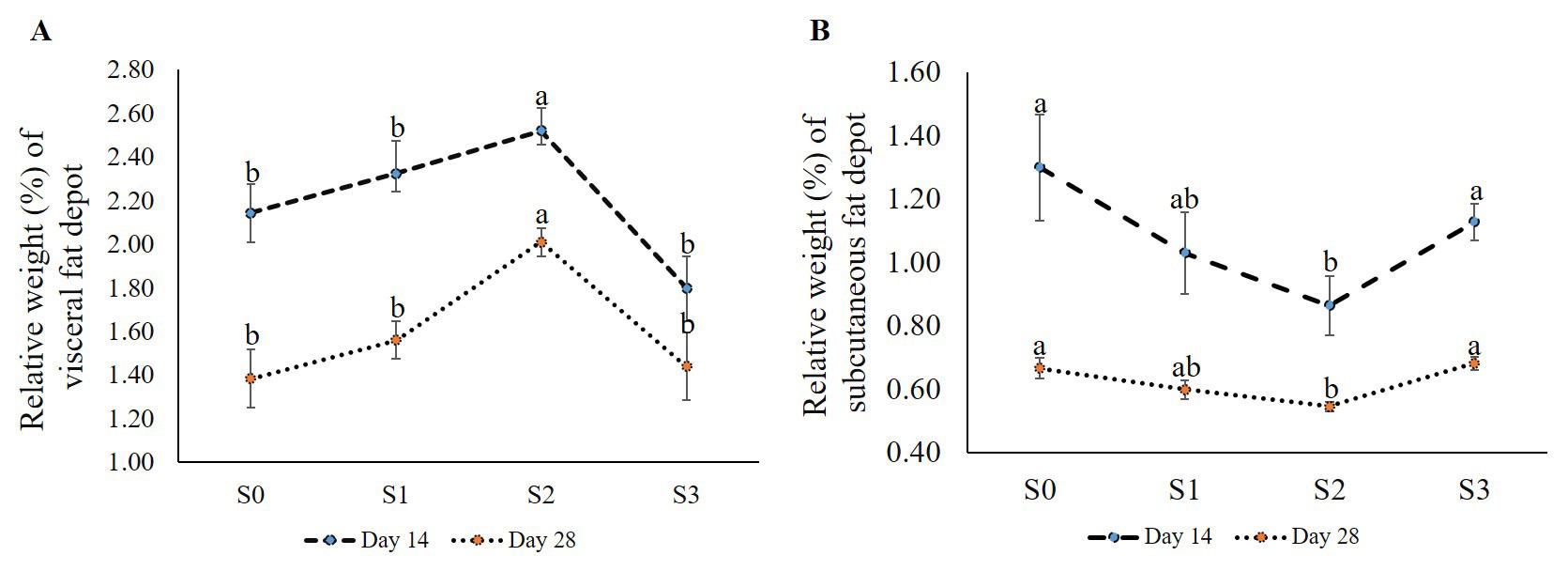 Effects of Clove and Tulsi supplementation on the dynamics and cellularity of adipose tissue in the visceral and subcutaneous fat depots in Broiler